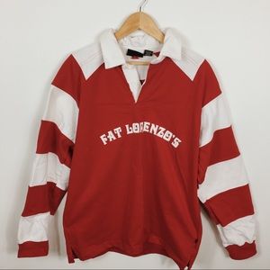 Red & White Striped Collared Shirt